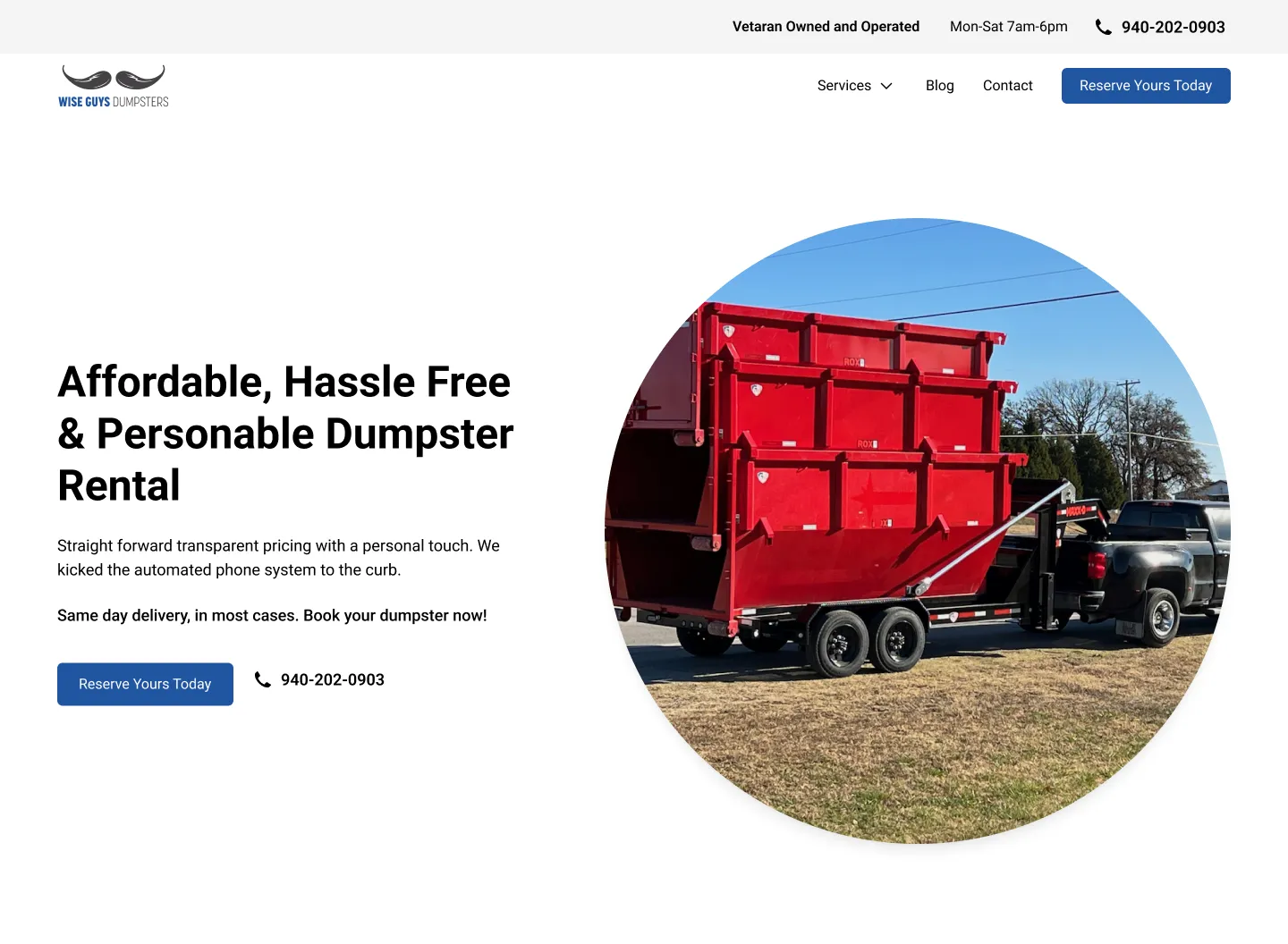 Contact Wise Guys to Rent a Dumpster Today!
